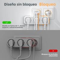 TESSAN Enchufe Europeo Con 3 Salidas AC + 2 Puertos USB + 1 Tipo C Adaptador De Enchufe 6-en-1 Cargador De Pared Para Hogar Y Oficina - details 3