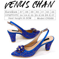 Sandalias De Fiesta Verdes Con Zapatos De Tacón Alto Y Bolso De Venus Chan Estilo INS Punta Redonda Brillante Elegantes Para Mujer - details 31