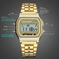 Reloj De Pulsera Deportivo Digital LED Multifuncional Para Hombres Y Mujeres F91W Correa De Acero Cuadro De Arco Índice Material De Aluminio Reloj De Negocios - details 0