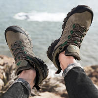 Zapatos De Senderismo De Cuero HIKEUP De Alta Calidad Duraderos Para Hombres Deportes Al Aire Libre Trekkng Subida Escalada Caza Zapatillas Negros Grises Caqui Tallas 40-45 - details 7