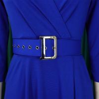 Vestido Elegante Para Oficina Para Mujer Cuello Redondo V Cintura Ajustada Pleated Midi Formal Business Work Dress OL - details 14