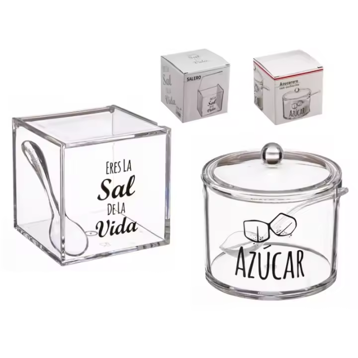 Dcasa Salero y Azucarero de Cocina Super Original Acrilico Diseño Frases - 1