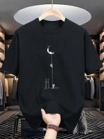 Camiseta De Verano Para Hombre Algodón Puro 100% Estilo Casual Ajuste Suelto Tallas Grandes Con Patrón De La Landing En La Luna Cuello Redondo Manga Corta - details 4