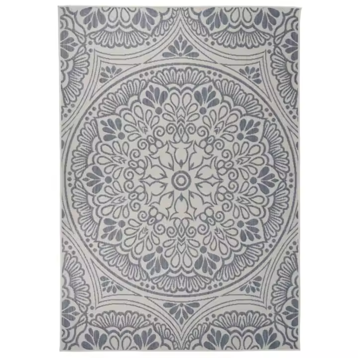 vidaXL Alfombra de exterior de tejido plano rayas azules 160x230 cm - 1