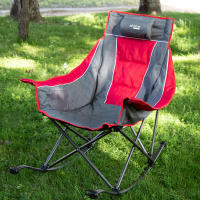 Aktive - Silla mecedora de camping plegable, con cojín y bolsillos laterales de malla, fabricada en acero y poliéster acolchado, incluye bolsa de transporte con asa, ideal para uso en exteriores, sillas plegables, mecedoras de jardín, mecedoras, balancín - details 1