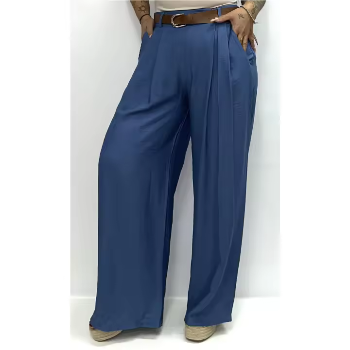 Pantalon Con Cinturon Diva Azul - 1