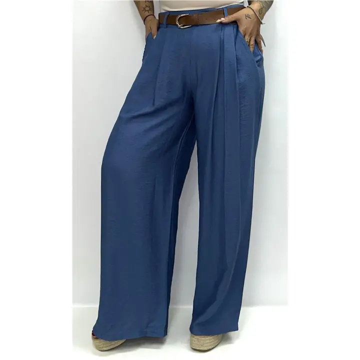 Pantalon Con Cinturon Diva Azul - 1
