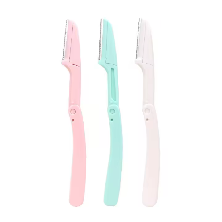 Karsyngirl 3pcs Afeitadora De Cejas Plegable Cepillo Para Rostro Herramientas De Maquillaje Para Mujeres Corta Cabello Y Cejas - 1