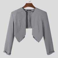 Incerrun Chaqueta De Hombre Color Sólido Con Costuras Abiertas Manga Larga Irregular Ropa Casual De Invierno Estilo Callejero Ajustada Tallas S-5XL - details 8