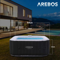 Arebos Spa Hinchable Bañera de Hidromasaje | Cuadrada | Interior y Exterior | 154x154cm | 4 Personas | 130 Chorros de Masaje | 600 L - details 9