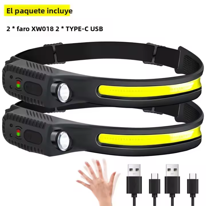 Lámpara Frontal De Camping Y Pesca Con Batería De Litio De 1200mAh Recargable Por USB Ultra Brillante Impermeable Para Exteriores - 1
