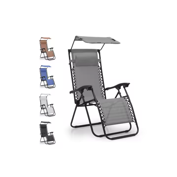 Mediawave tienda silla gravedad cero plegable reclinable Textilene sombrilla techo - 1