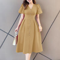 ZANZEA Vestido Elegante De Moda Para Mujer Verano Midi Vestido De Sol Manga Corta V-Neck Cintura Natural Vestidos De Calle - details 3