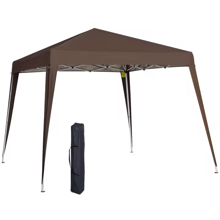 Outsunny Carpa Plegable 2,4x2,4 m, Pop-up, Cenador Pabellón de Jardín, Altura Ajustable con Bolsa de Transporte, Anti-UV, Impermeable, Gazebo para Camping, Fiestas, Exterior, Café - 1