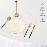 Mantel Redondo De Seda Blanca 1 Pieza Fundas Para Mesa Brillante Y Suave Para Bodas Fiestas Restaurante Banquete Decoraciones - details 10