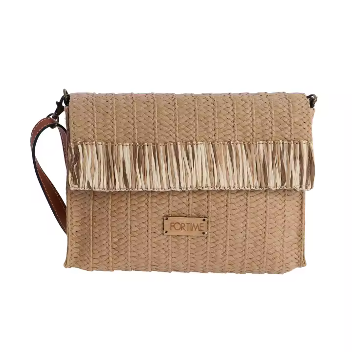 Bolso bandolera para mujer FORTIME Vega de rafia con cierre de iman y cremallera - 1