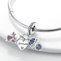 Encantos De Pareja De Niño Y Niña Platinados Con Circonia Para Pulsera O Collar Joyería Para Mujer Pendiente Clásico De Moda Vintage Romántico - details 30