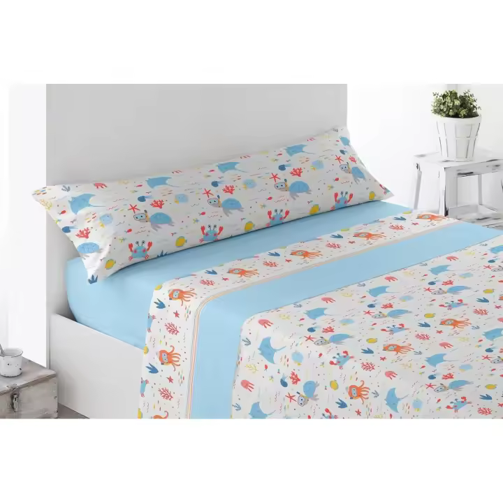 Juego de Sábanas Pirineo Infantil 3 Piezas Conejos y Oceanos Miracle home - 1