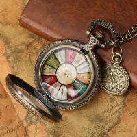 Reloj De Bolsillo Retro De Bronce Con Dial De Numeros Romanos Y Reloj Cuarzo Pendiente Colgante Para Hombre Y Mujer - details 2