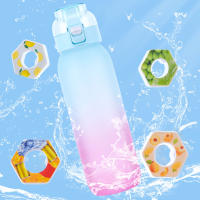 Botella De Deporte Con Fragancia 1000ML a Prueba De Fugas Con 7 Cubos De Sabor Portátil Para Camping Y Fitness Color Azul Morado Negro Y Blanco - details 1