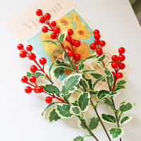 Rama De Guirnalda Navideña Artificial De 45cm Con Bayas Y Hojas Verdes De Seda Decoración Para Bodas Y Fiestas Navideñas - details 5