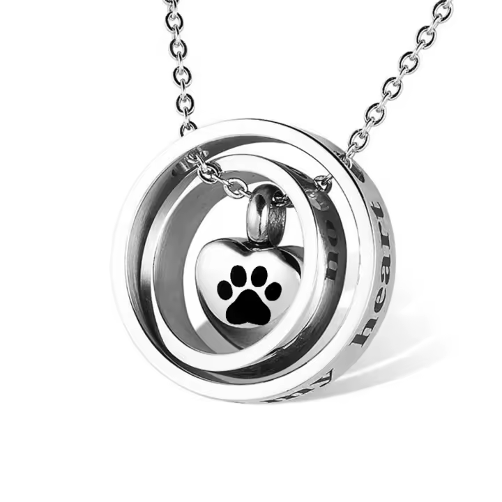 Collar Urna Corazón De Acero Inoxidable Para Restos Cremación Impermeable Memorial Recuerdos Para Pequeños Animales - 1