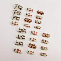 Uñas Postizas De Presión Con Diseño De Leopardo Y Cereza Un Collage Único De Encanto En La Toma De Tus Manos Estilo Francés Material RESIN Origen China - details 1