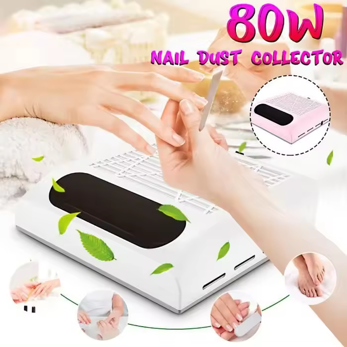 Aspiradora de uñas de 80 W con filtro colector de polvo de succión BLANCA - 1
