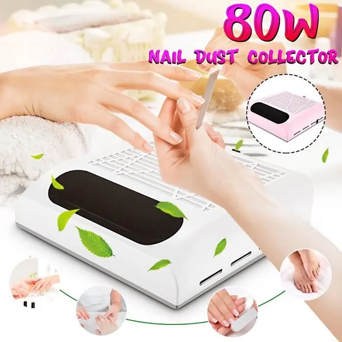 Aspiradora de uñas de 80 W con filtro colector de polvo de succión BLANCA - 1