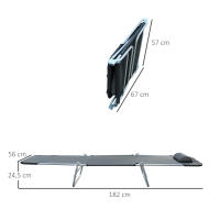 Tumbona Inclinable Plegable para Jardin Playa o Piscina con Almohada Acero y Textilene 182x56x24.5 cm Negro - details 2