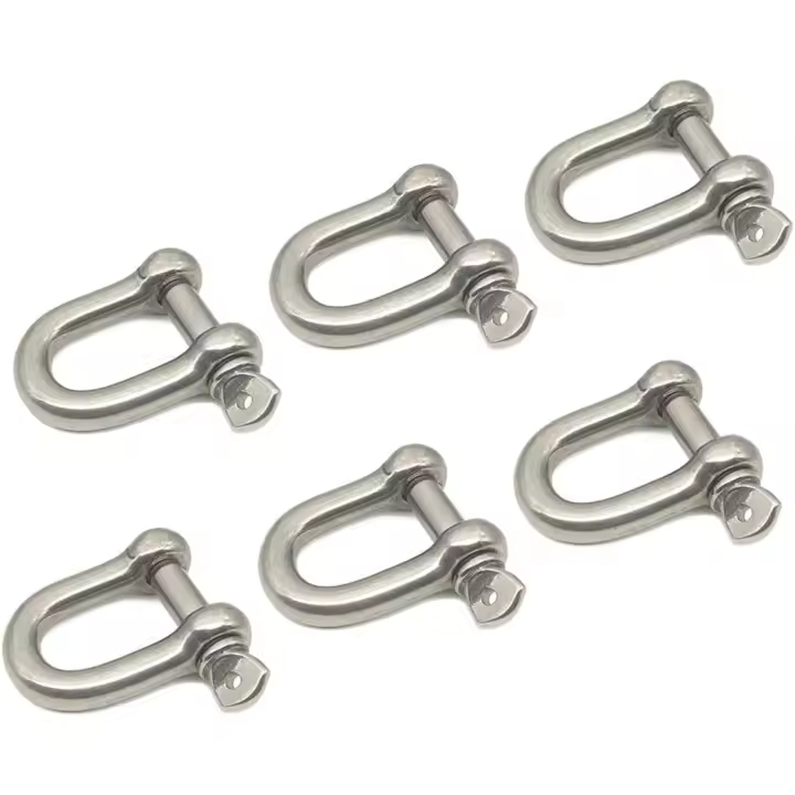 Cerradura de grillete con anilla en D, M6/0,236", anilla en D de acero inoxidable 304 para construcción resistente, aparejo, recuperación de vehículos, transporte, amarres, colgado, 6 - 1