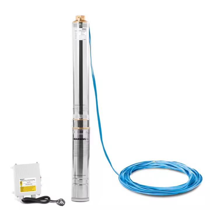 GREENCUT BAS125C - Bomba de agua sumergible pozo para aguas claras de 1250W y 1,7cv con altura maxima 101m capacidad de bombeo 5,5 m3/h - 1