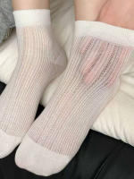 3 Pares De Calcetines De Malla Delgada Para Mujer Verano Calcetines Cortos De Color Sólido Deportivos Transpirables Para Estudiantes - details 2