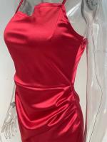 Vestido Corto De Color Sólido Con Encaje Y Tirantes Para Mujer Estilo Europeo Y Americano Verano 2024 Cierre Por Encima Polyester Slim Fit - details 6