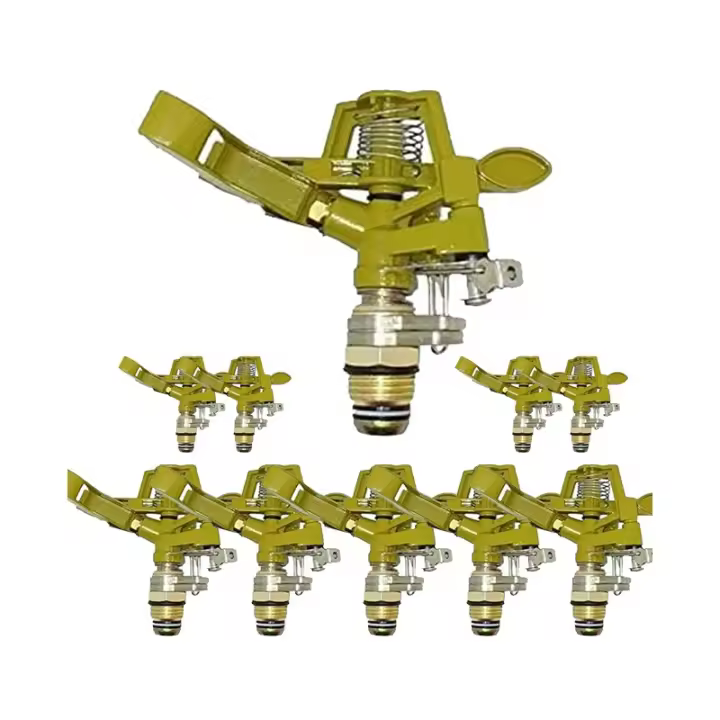 SUINGA Pack 10 Aspersor de riego latón zinc 1/2'' ajustable | Alcance 7-12,5 m | Caudal 9-20 litros/minuto | Aspersor agrícola - 1