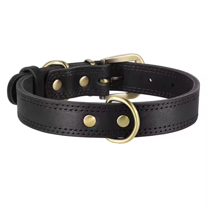 Collar De Cuero Genuino Duradero Ajustable Para Perros Medianos Y Grandes Aleman Shephard Entrenamiento Caza Marrón - 1