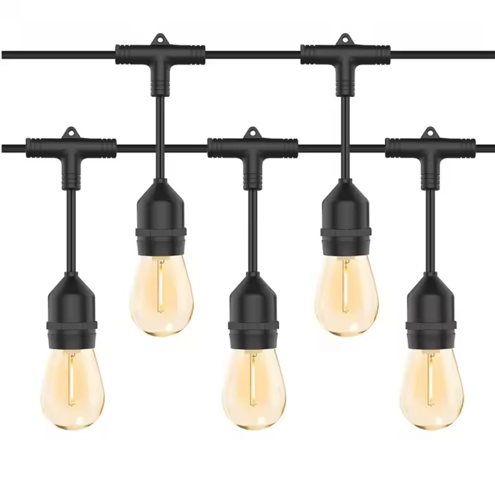 Mediawavestore Cadena Luminosa LED 10m con 10 Bombillas Cálidas Exterior y Panel Solar Resistente a la Intemperie - 1