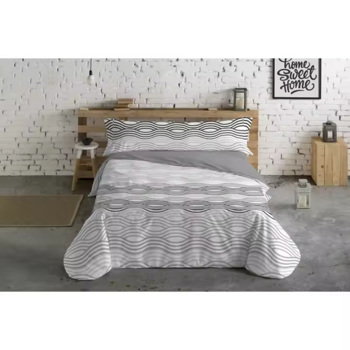 Hosteline - Juego de funda nórdica Hosteline Mojacar Gris Cama de 135 3 Piezas - 1