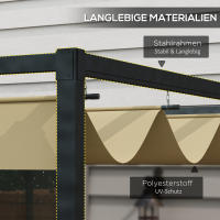 Cenador Independiente 4x3m para Terraza y Jardín | Techo Ajustable en 3 NIVeles con Madera de Arce | Protección Solar UV50 + | Color Café Clásico | Diseño Estable y Autónomo - details 1