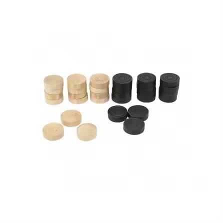 FICHAS DAMAS MADERA (12 FICHAS NEGRAS + 12 FICHAS BLANCAS) SOFTEE - 1