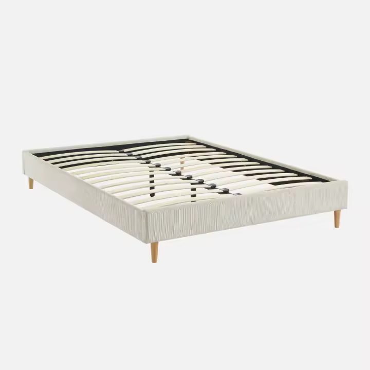 sweeek - Cama con somier 140x190cm, acabado en pana fina , Milton , 203x148x30 - 1