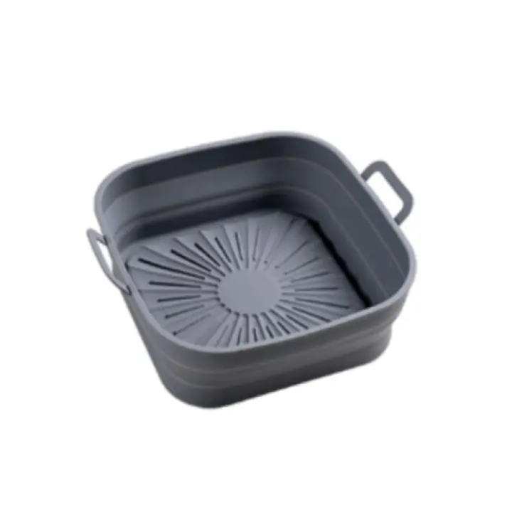Bandeja de silicona reutilizable para freidora de aire, color gris - 1