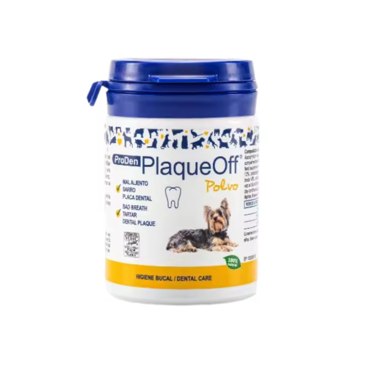 PLAQUEOFF - Pro Den (4 Tamaños) - Polvos para Perros y Gatos que Ayuda con el Mal Aliento, Sarro y Placa Dental - 1