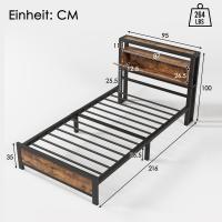 Cama individual 90x200 cm with cabecero de mantenimiento y somier de lámparas metálicas, Camas infantiles somieres Metálicos Adultos, Niños, adolescentes, Camas Industriales Negros - details 5