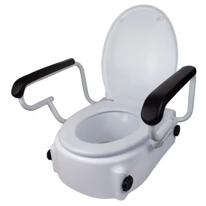 Mobiclinic Elevador WC para adultos con reposabrazos Tajo 19 cm Elevador WC para ancianos Tapa y Reposabrazos abatibles Elevador de inodoro Regulable en 3 alturas Inclinable Blanco - 1
