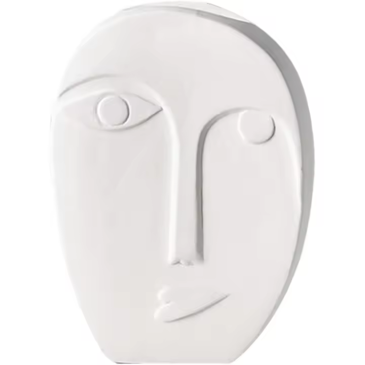 Jarrón con cara humana, de cerámica blanca, decoración para el hogar y la Oficina (10,3 14,5x4,5 cm). - 1