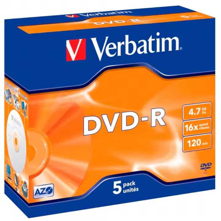 Caja De Verbatim Dvd-r 16x Caja Ancha  Mod. 43519 0703-02 ( Precio Caja X 5 Unid - 1