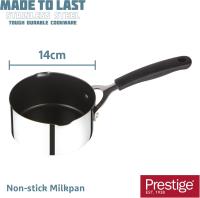 Cacerola de leche de acero inoxidable con labio de vertido 14cm-antiadherente cacerola de leche de inducción adecuada con asas de silicona de fácil agarre, Plata - details 0