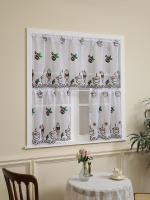 Cortina Corta De Tule Para Ventana Decorativa Con Bordado De Granos De Café 1PC Decoración Para Sala De Estar Y Café Tienda - details 2