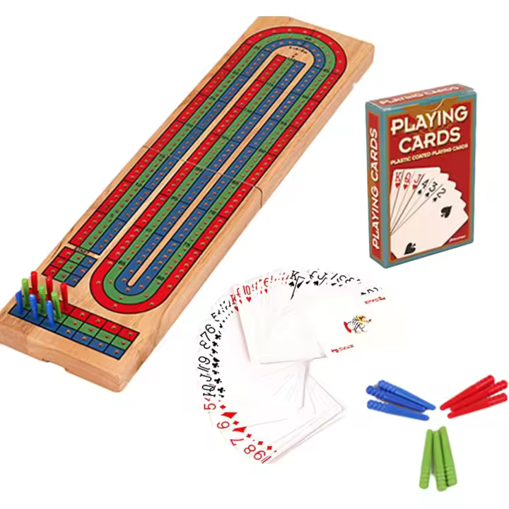 Juego de mesa Cribbage Wars Juego de mesa de cribbage de madera Juego de trampas Juegos de cribbage Noche de juegos de mesa clásicos con compartimento de almacenamiento incorporado para clavijas de cribbage - 1